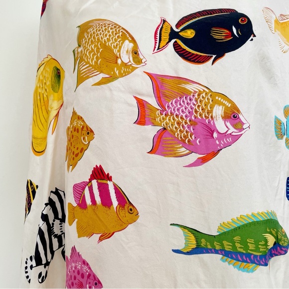SOLD :: Vintage Echo Silk Fish Print Scarf - Picture 3 of 4